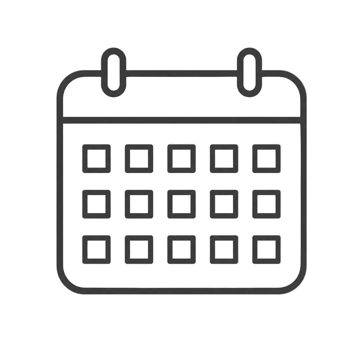 Calendar icon with black lines on a white background