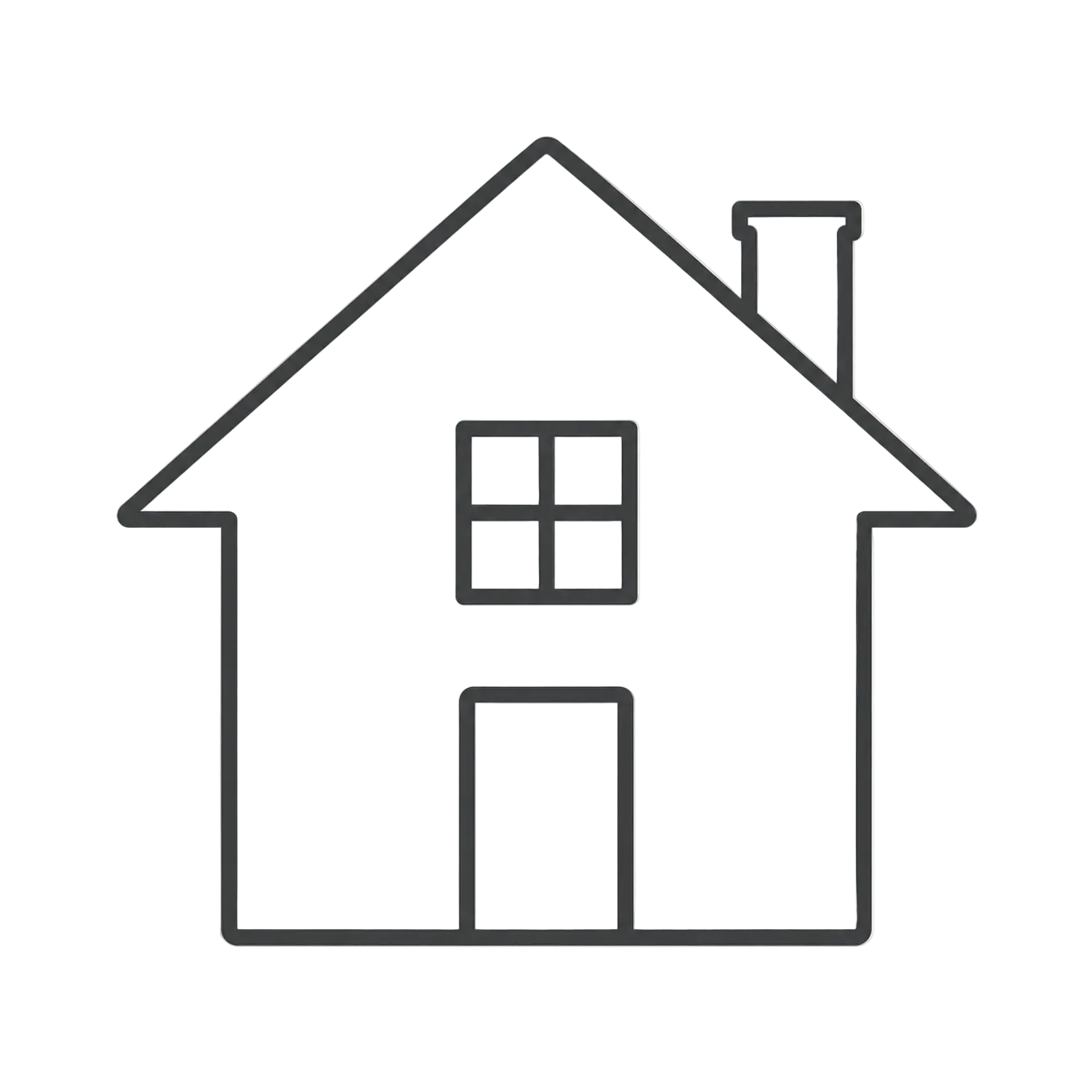 Simple black line drawing of a house on a white background